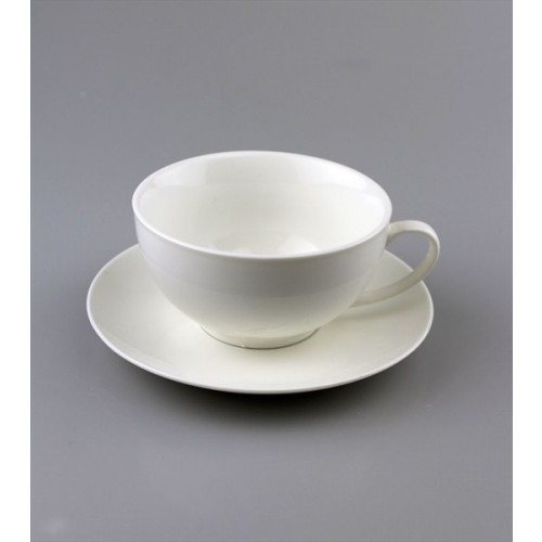 PORCELAIN GLOSS WHITE TEA CUP AND SAUCER 