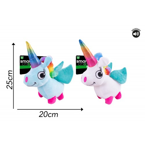 Smart Choice Squeaky Plush Unicorn Dog Toy 2 Assorted Colours
