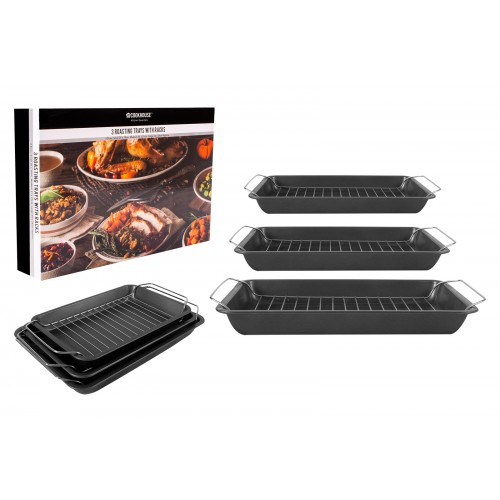CookHouse Non-stick Roasting Trays With Racks Set Of 3