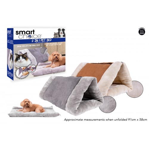 Smart Choice Cosy Cave Tunnel Cat Bed & Mat 2 Assorted Colours