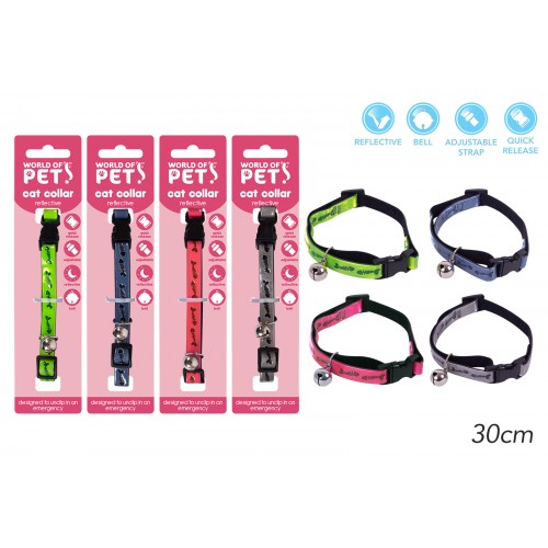 World of pets Reflective Cat Collar 4 Assorted Colours