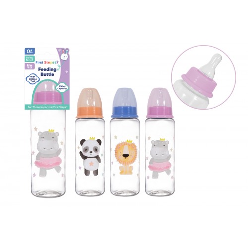 First Steps  Baby Feeding Bottle  250ml 3 Assorted Designs