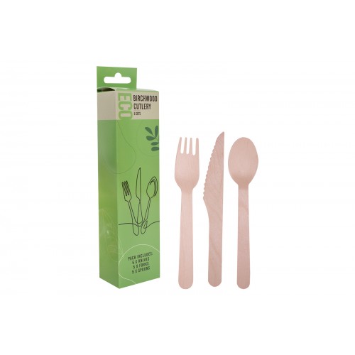 Bello Biodegradable Wooden Cutlery Set 15 Piece