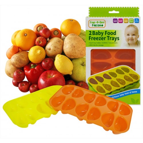 Five-a-day Fresh 2 BABY FOOD FREEZER TRAYS WITH LIDS
