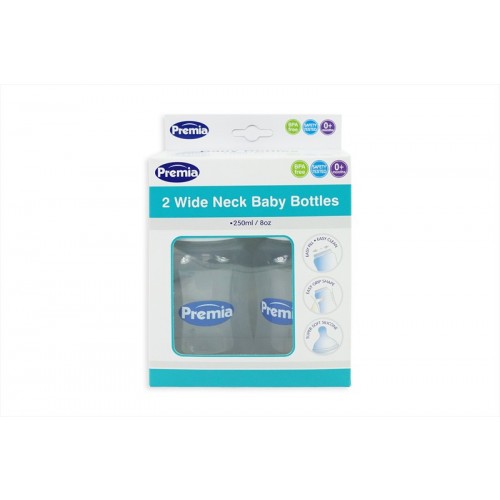 Premia WIDE NECK BABY BOTTLES 250ML 2 PACK