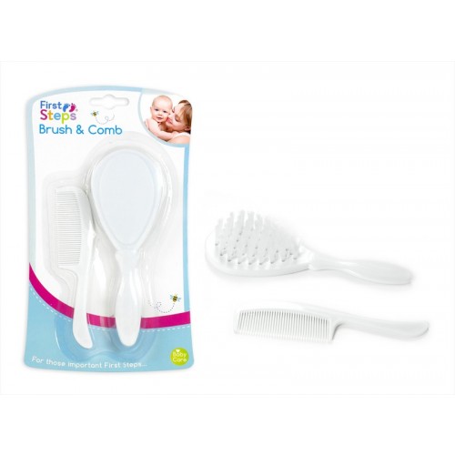 First Steps Baby Brush And Comb Set White