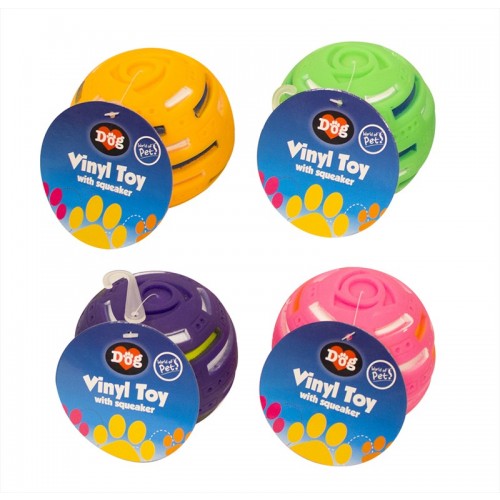 World of pets VINYL DOG BALL WITH SQUEAKER 4 COLOURS