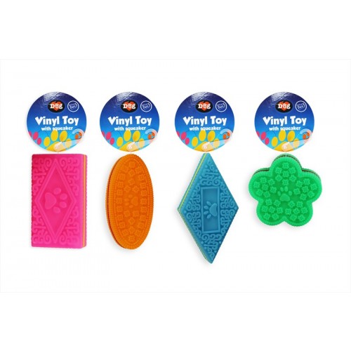 World of pets VINYL BISCUIT DOG TOY 4 ASSORTED DESIGNS