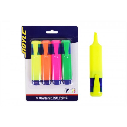 Royle PACK OF 4 BRIGHT COLOURED HIGHLIGHTER PENS