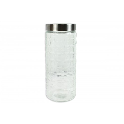 LARGE GLASS CANISTER 2200ML STAINLESS STEEL LID