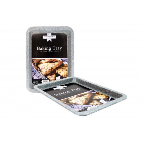 Premium Bakeware Collection NON STICK OBLONG BAKING TRAY GREY MARBLE COATING