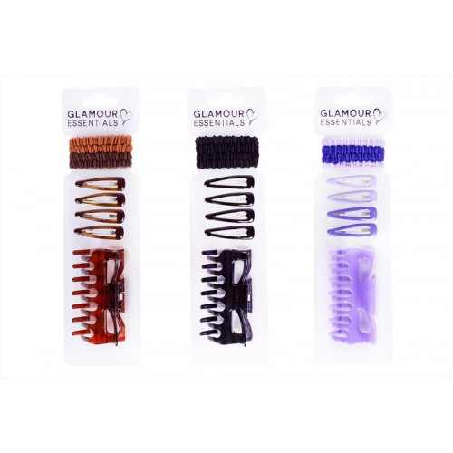 Glamour Essentials HAIR ACCESSORIES SET 3 ASSORTED COLOURS