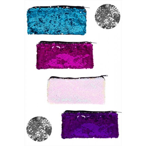 Fashion Stationery SEQUIN PENCIL CASE 20X10CM 4 ASSORTED COLOURS
