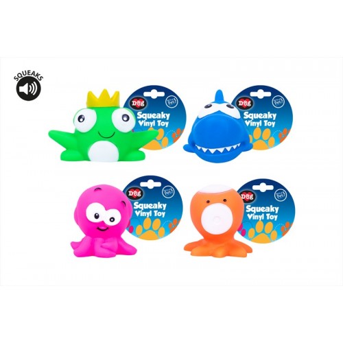 World of pets VINYL FISH DOG TOY 4 ASSORTED DESIGNS