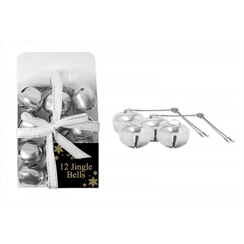 SILVER JINGLE BELLS PACK OF 12