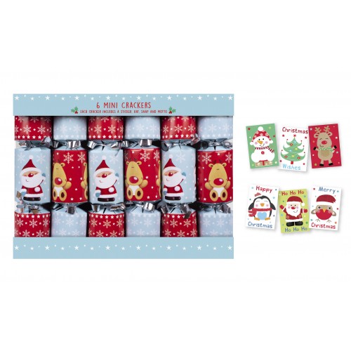 RSW Christmas 6pk Mini Crackers -santa/reindeer