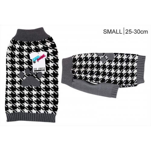 World of pets SMALL HOUNDSTOOTH DOG JUMPER