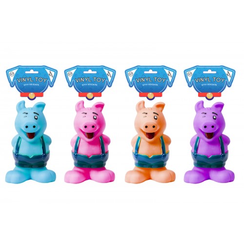 World of pets VINYL PIGGY DOG TOY 4 ASSORTED COLOURS