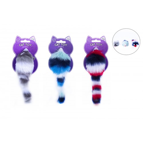 World of pets MULTICOLOURED MOUSE WITH RATTLE BODY THREE COLOURS