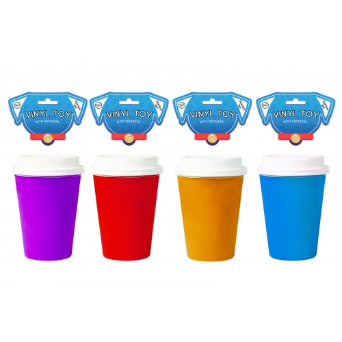World of pets VINYL COFFEE CUP DOG TOY 4 ASSORTED COLOURS