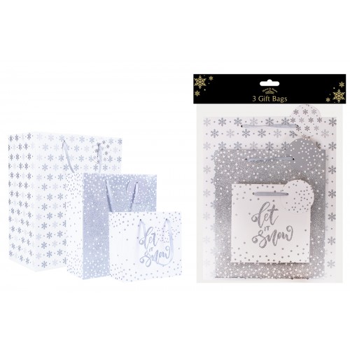RSW Christmas Silver Gift Bags 3 Pack 3 Assorted Bags