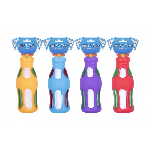 World of pets VINYL COLA BOTTLE DOG TOY 4 ASSORTED COLOURS