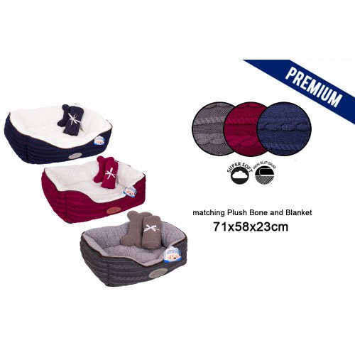 Sweet Dreams KNITTED PET BED GIFT SET LARGE 3 ASSORTED COLOURS