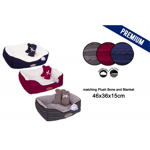 Sweet Dreams KNITTED PET BED GIFT SET SMALL 3 ASSORTED COLOURS
