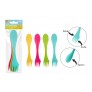 3 IN 1 PARTY CUTLERY 4 PACK 4 ASSORTED COLOURS