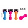 SQUEAKY RUBBER DUMBELL DOG TOY 3 ASSORTED COLOURS