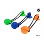 RUBBER & ROPE TUG DOG TOY 3 ASSORTED COLOURS