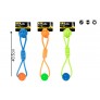 RUBBER BALL & ROPE DOG TOY 3 COLOURS